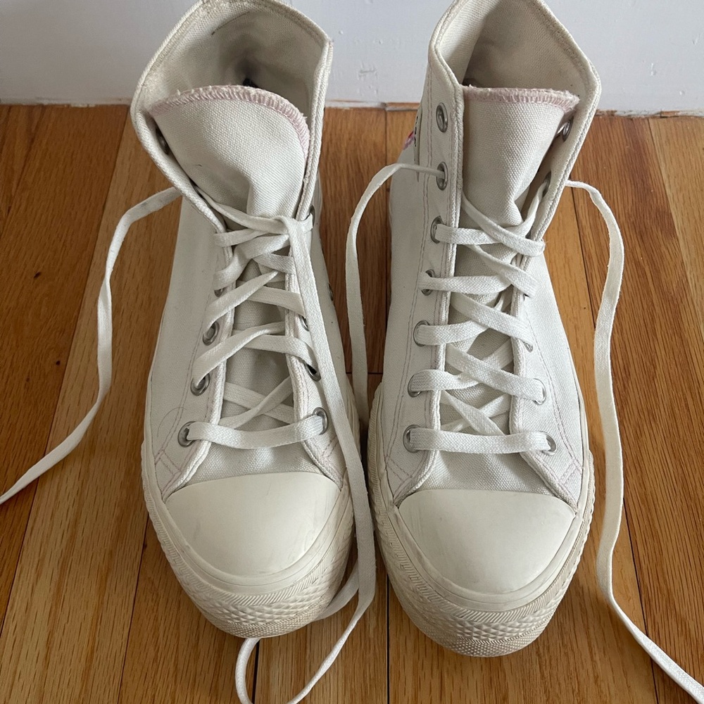 White Embroidered CONVERSE Canvas High-Tops